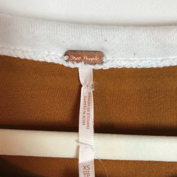 FREE PEOPLE Women’s “Breton” Must Yellow White Striped Pullover Fuzzy Sweater XS - Picture 5 of 5